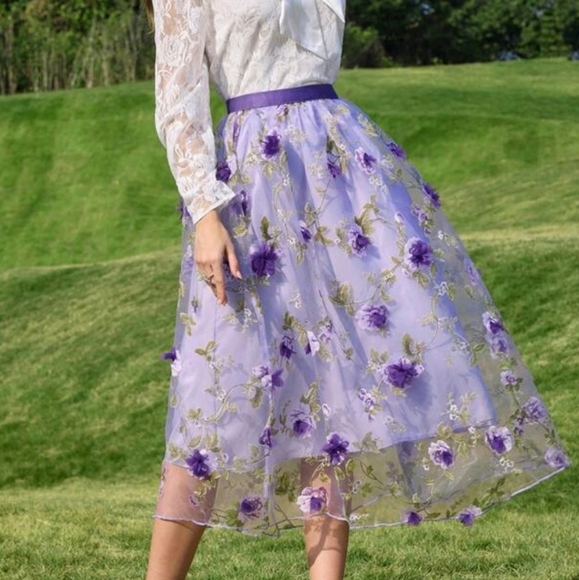 3D Floral Print A-Line Skirt, Elegant & Casual For Everyday Wear